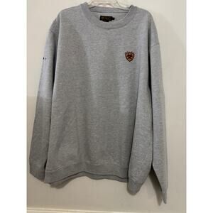 Ariat Sweatshirt Mens XXL 2XL Gray Pullover Cotton Blend Crew Neck Western